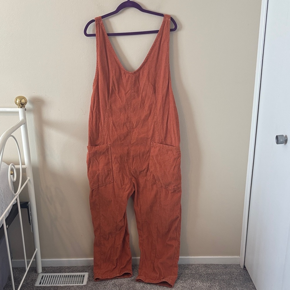 We The Free High Roller Corduroy Straight Leg Cotton Jumpsuit